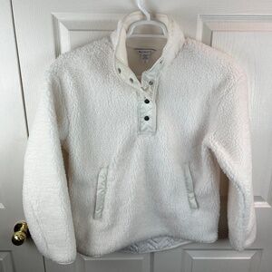 Athleta Cozy Sherpa Snap Sweatshirt White Size Small